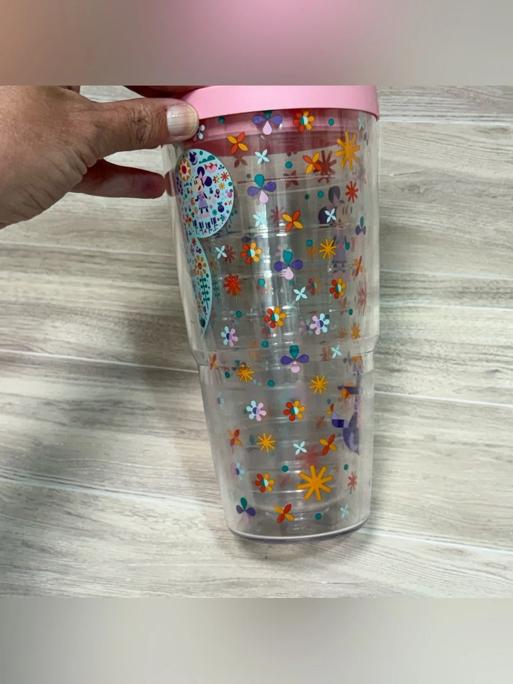 tervis Disney Epcot Clear 24 oz Tumbler with Pink Lid